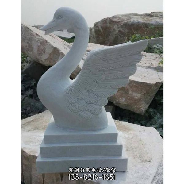 景觀流水擺件 小區噴水石雕天鵝雕塑（1）