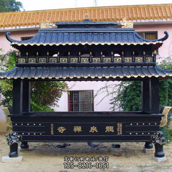 祠堂寺院進香擺放長形寶蓋鑄銅香爐（3）