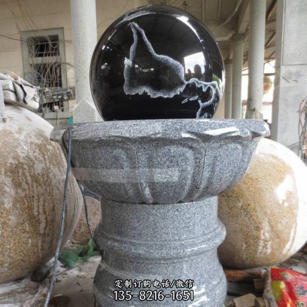 廠家石雕噴泉花崗巖蓮花底座風水球廣場公園景觀裝飾（1）