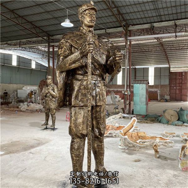 公園廣場玻璃鋼仿銅紅軍人物主題雕塑（4）