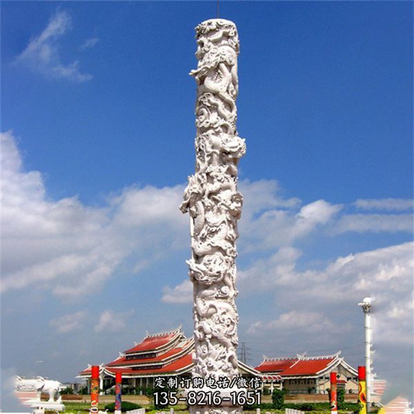 景點廣場擺放大理石現代方形文化柱盤龍柱（5）
