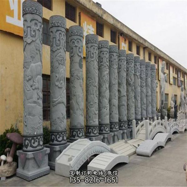 景點廣場擺放大理石現代方形文化柱盤龍柱（4）