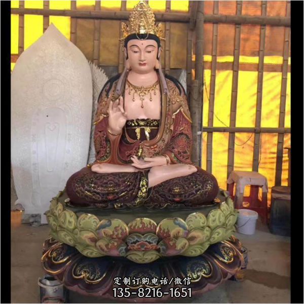 寺廟宗教玻璃鋼佛像文殊普賢雕塑