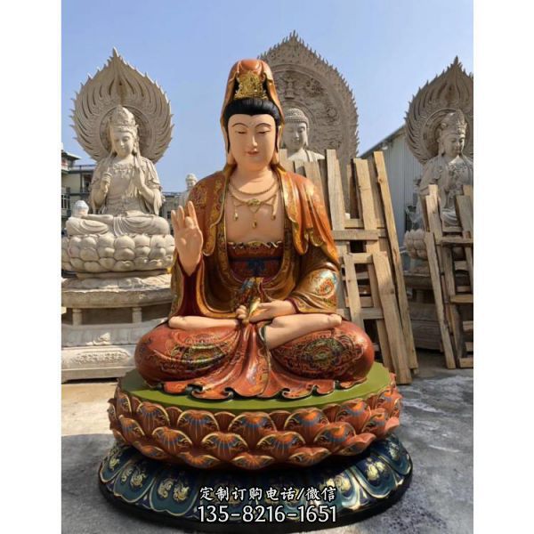 玻璃鋼彩繪寺廟供奉觀世音菩薩雕塑