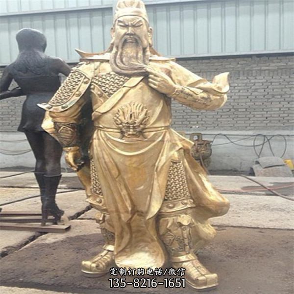 寺廟銅雕大型拿刀看書的關公雕塑（4）