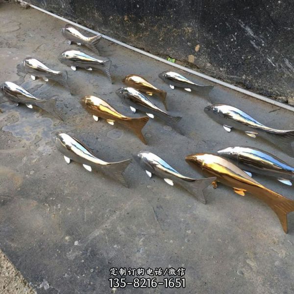 不銹鋼小魚(yú)擺件戶外水池景觀工藝品（1）