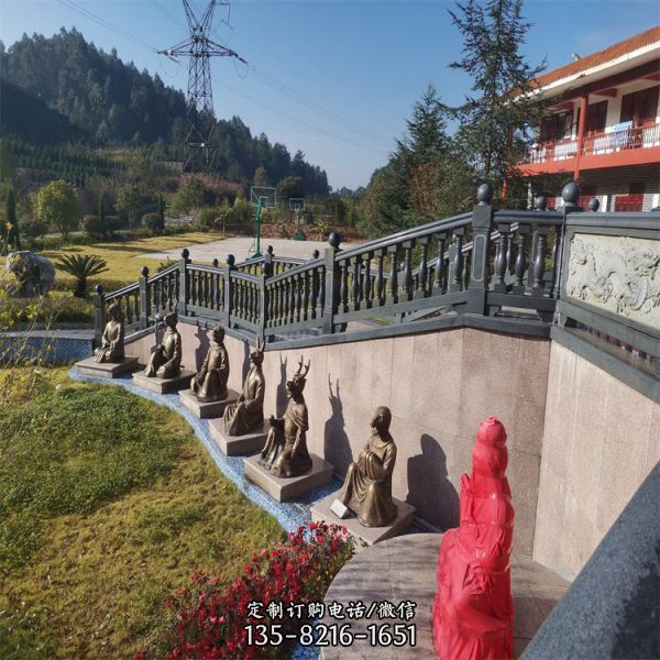 景區河道橋梁大理石芝麻白浮雕護欄擺件（4）