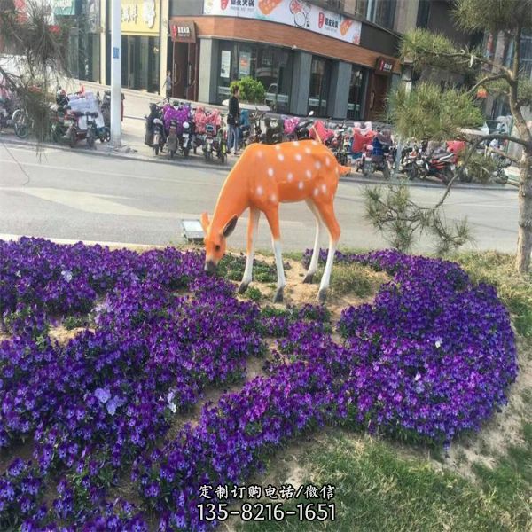 公園戶外大型玻璃鋼仿真動物長頸鹿雕塑（3）