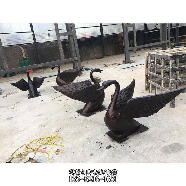 水景仿銅仿古噴水天鵝噴泉雕塑（3）