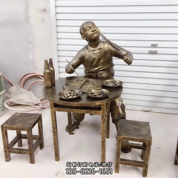 玻璃鋼吃火鍋人物雕塑 街邊火鍋店小品擺件（4）