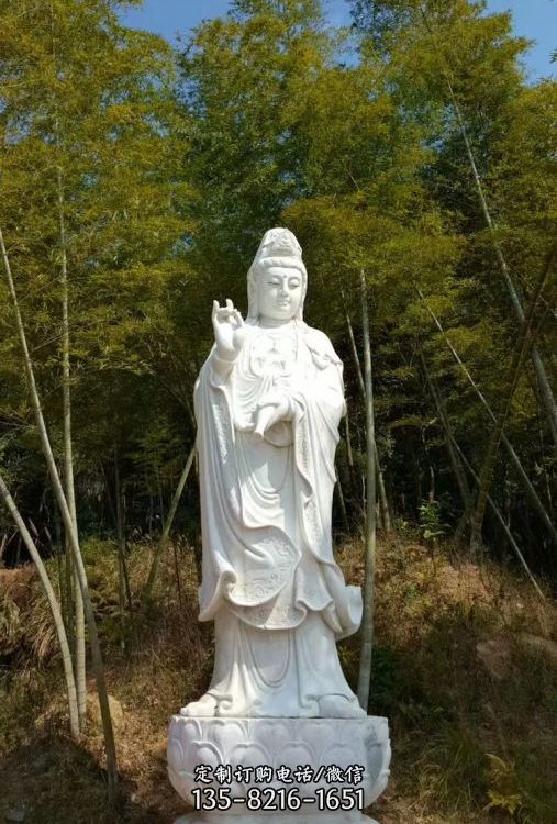 寺廟大型戶外景區(qū)大理石石雕觀音菩薩雕塑（3）