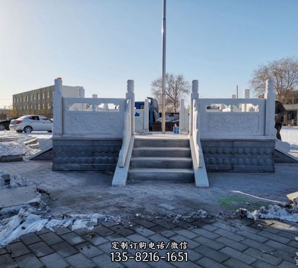 園林景觀拱橋漢白玉防護石欄桿雕塑（4）