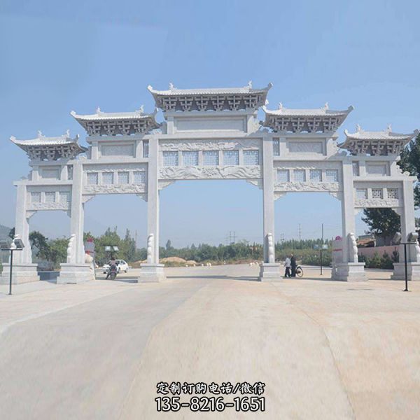 園林五門大型古建廣場公園中式石雕牌坊雕塑（1）