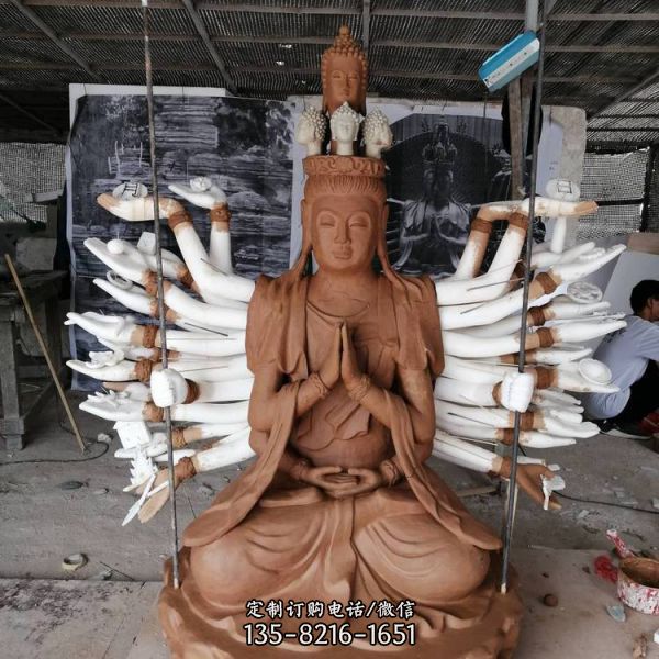 玻璃鋼創意寺廟大型千手觀音雕塑