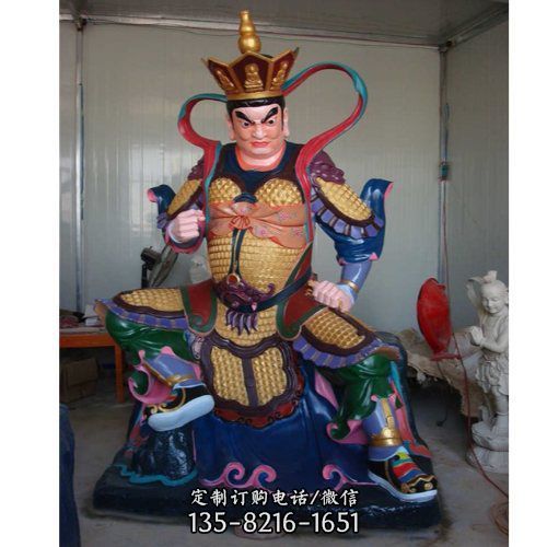 大型玻璃鋼彩繪宗教寺廟四大天王雕塑（1）