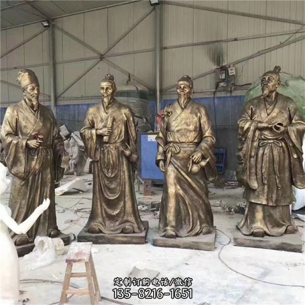 廣場(chǎng)景點(diǎn)擺放黃銅古代歷史名人塑像（1）