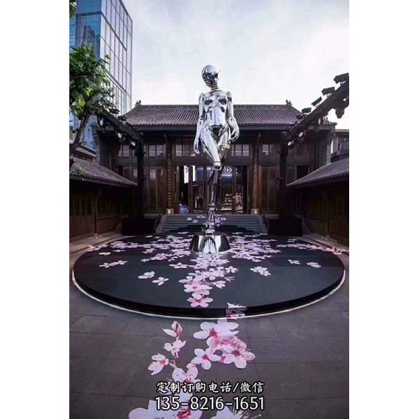 公園酒店不銹鋼鏡面抽象藝術(shù)造型雕塑（3）