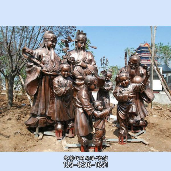 景區城市街道玻璃鋼仿銅園林景觀人物雕塑（1）