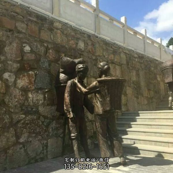 景區城市街道玻璃鋼仿銅園林景觀人物雕塑（2）