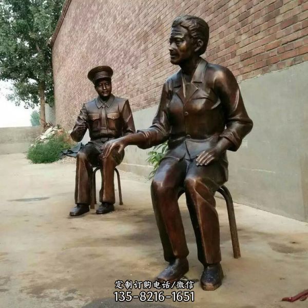 景區城市街道玻璃鋼仿銅園林景觀人物雕塑（3）