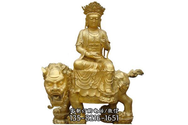 文殊普賢雕塑-不銹鋼鎏金寺廟小型佛像文殊普賢雕塑