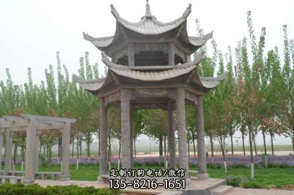 涼亭雕塑-戶外景區(qū)雙層頂仿古建休閑涼亭