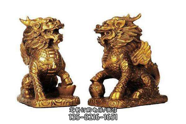 麒麟雕塑-商廈室內(nèi)創(chuàng)意不銹鋼鎏金麒麟雕塑