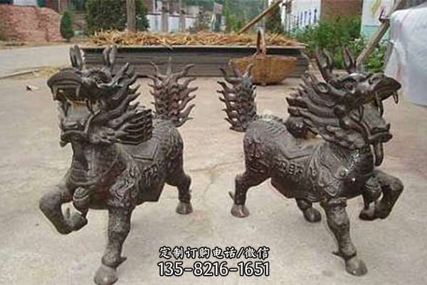 麒麟雕塑-景區不銹鋼仿銅麒麟雕塑