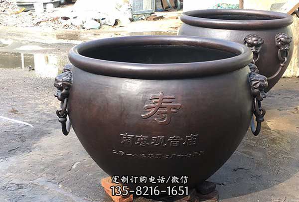 缸雕塑-庭院創意不銹鋼仿銅浮雕缸雕塑