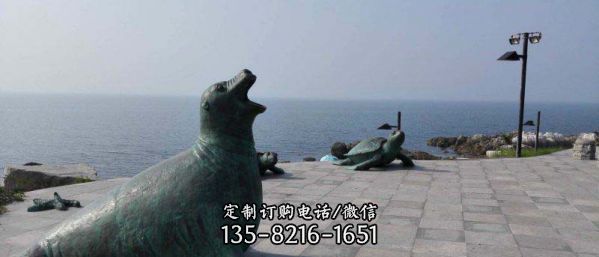 海豹雕塑-廣場擺放的仰天長嘯的青石石雕創(chuàng)意海豹雕塑