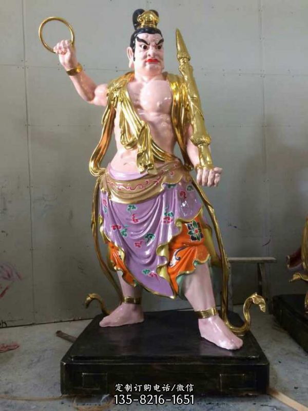 哼哈二將雕塑-玻璃鋼彩繪樹脂寺廟供奉神佛哼哈二將雕塑