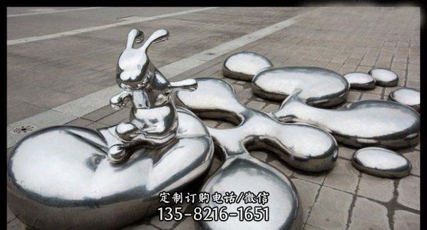 兔子雕塑-街道裝飾不銹鋼兔子雕塑