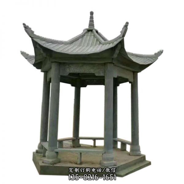 花園廣場擺放簡易仿古六角休閑涼亭