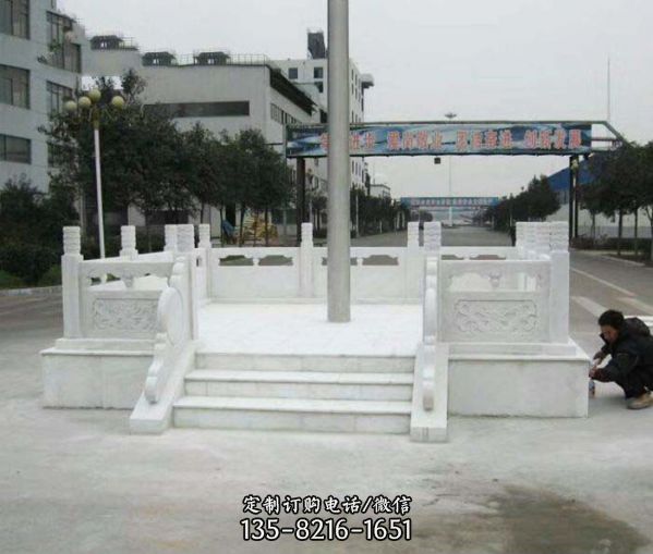 校園景觀漢白玉升旗臺石雕塑