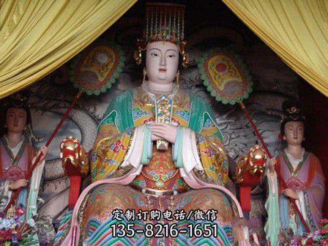 寺廟供奉玻璃鋼彩繪媽祖雕塑