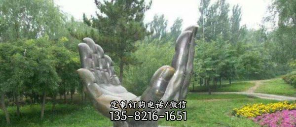 小學花園廣場教育漆金青銅手型雕塑