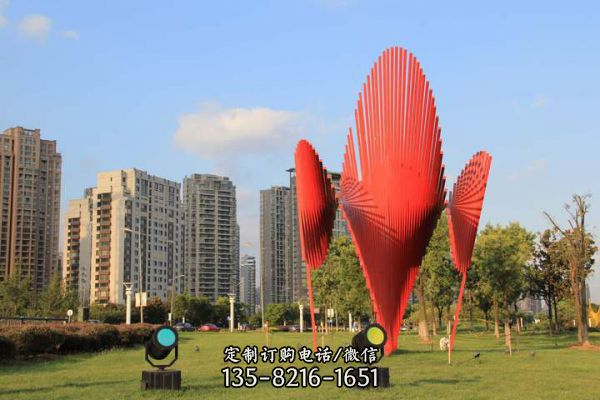 公園創意不銹鋼抽象紅色景觀雕塑