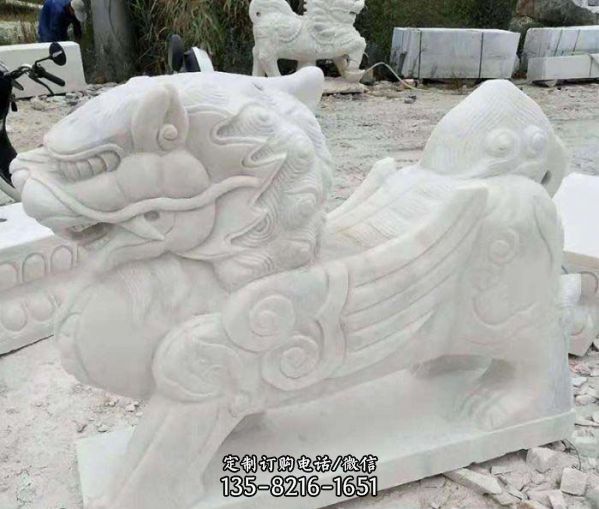 漢白玉石雕園林庭院神獸麒麟雕塑