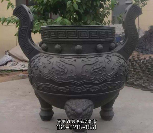 公園景區擺放鑄銅圓形香爐雕塑