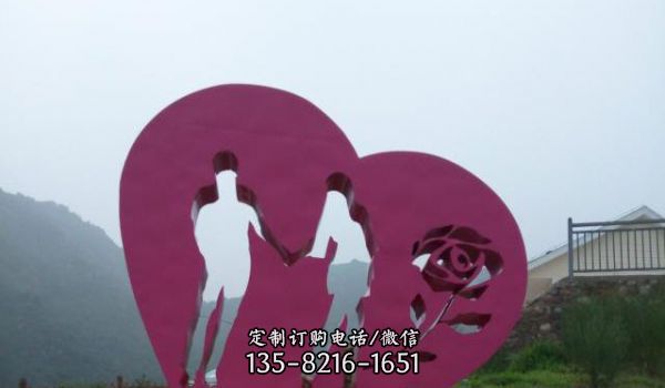 公園廣場創意不銹鋼抽象鏤空男女拉手愛情雕塑