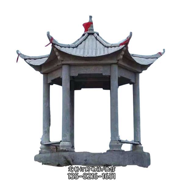 戶外公園擺放仿古建六角涼亭石雕