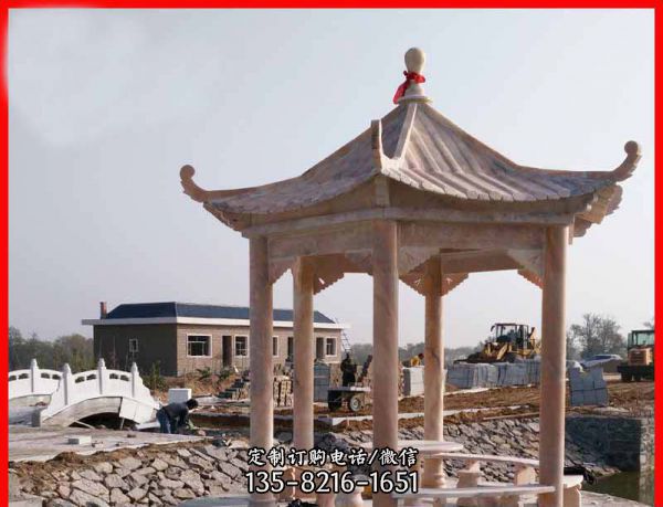戶外園林裝飾晚霞紅仿古建休息涼亭