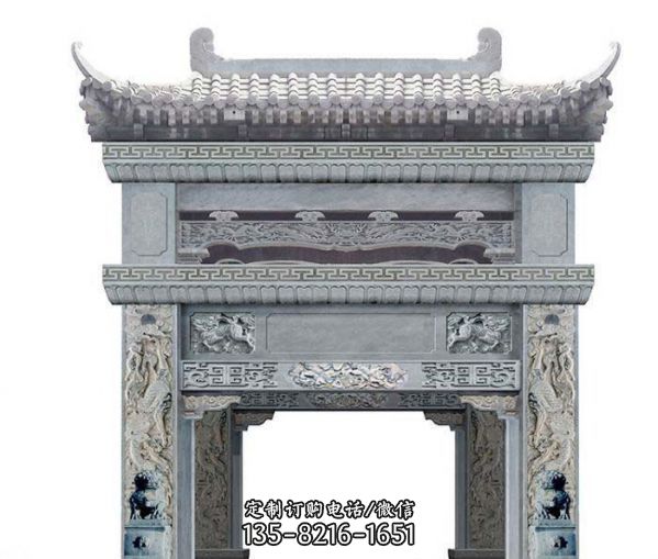 景區(qū)古建筑斗拱單門浮雕牌坊