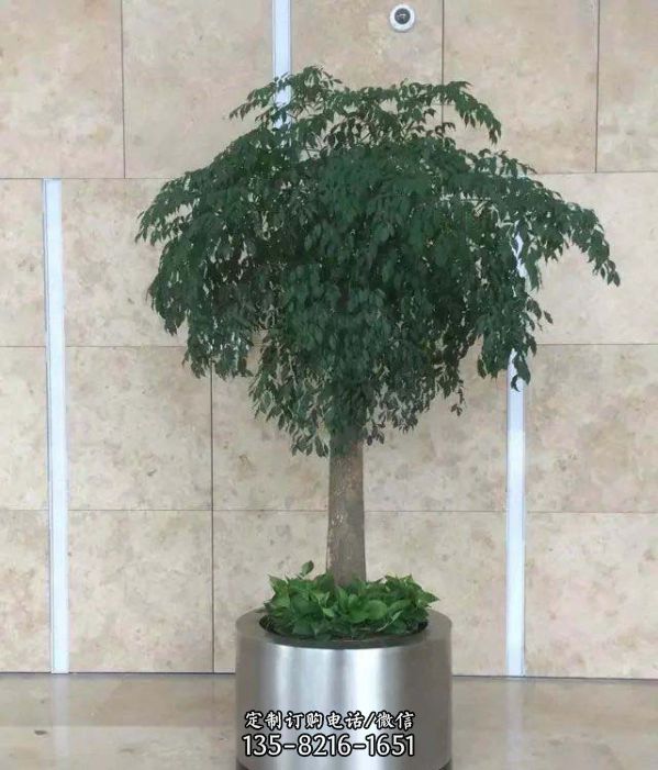 企業不銹鋼創意花盆雕塑