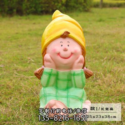 草坪樹脂可愛摸臉的花園娃娃