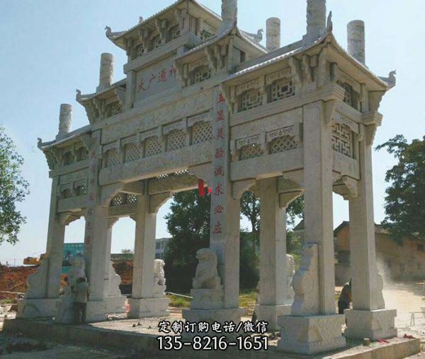 園林花崗巖復式牌坊景觀石雕
