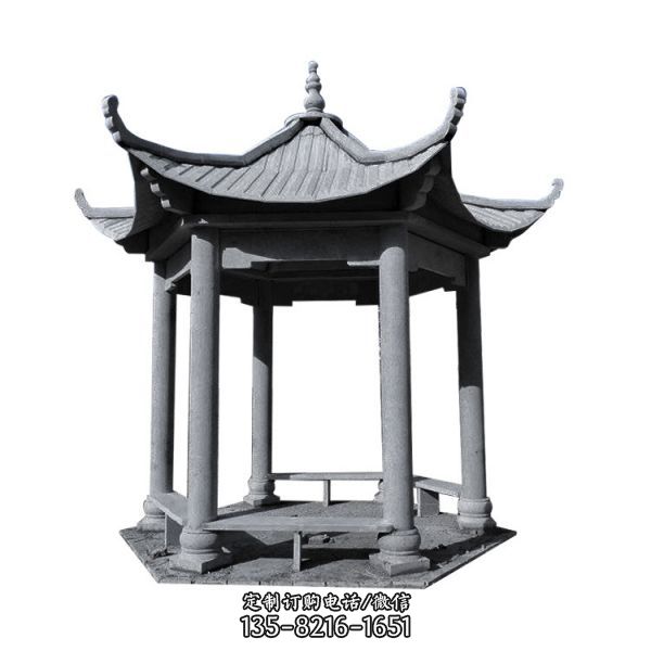 簡(jiǎn)易芝麻灰大理石休息涼亭座椅