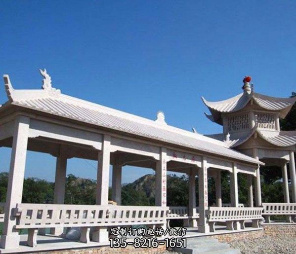 景區海邊擺放仿古長廊休閑座椅涼亭