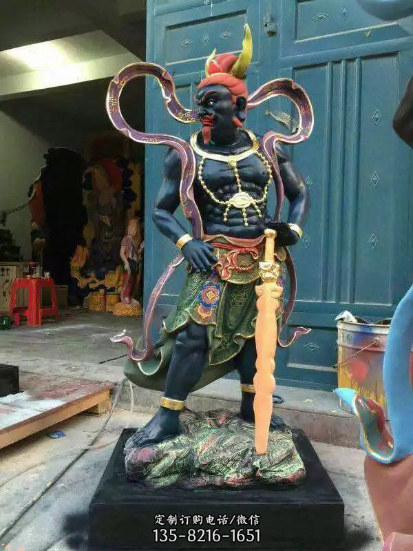 玻璃鋼彩繪寺廟供奉護(hù)法神佛八大金剛雕塑