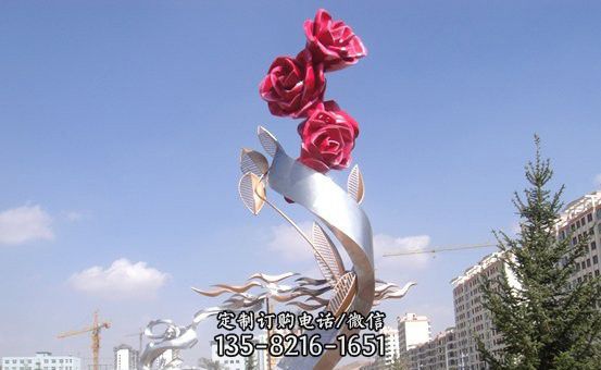 城市不銹鋼玫瑰花雕塑